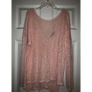 Love Culture Sheer Long Sleeve Open Back Top